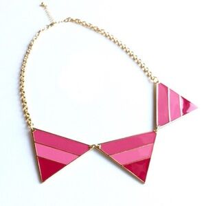 Reversible pink & gold triangle statement necklace